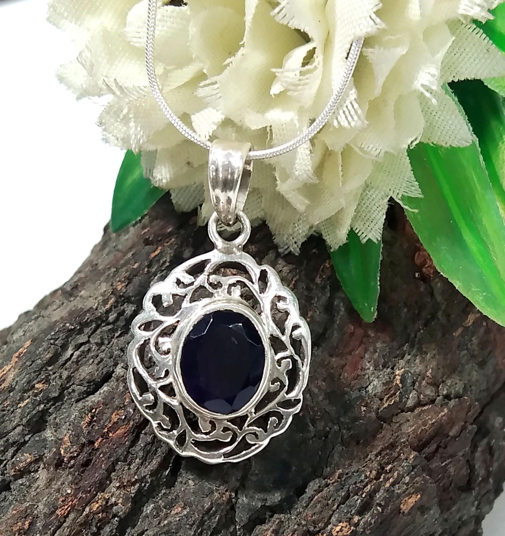 Natural Amethyst Gemstone Chain Pendant Necklace, 925 Starling Silver Amazing Design Nice Color Amethyst Stone Pendant, For Gift Girls/Women